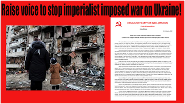 INDIA: Levanta tu voz contra la Guerra imperialista impuesta en Ucrania- PCI (MAOISTA)