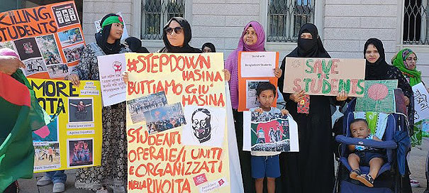 Italia - Grandes y continuas manifestaciones de la comunidad de Bangladesh en Bérgamo – Apoyo y participación de los compañeros del PCm Italia