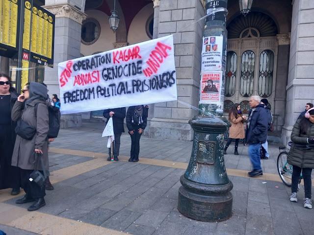 Solidaridad internacionalista con la guerra Popular y contra la Operación Kagaar en la India durante la manifestación de los 50 mil en Turín el 2 de febrero 11