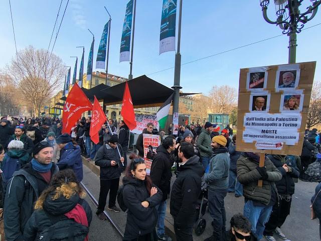 Solidaridad internacionalista con la guerra Popular y contra la Operación Kagaar en la India durante la manifestación de los 50 mil en Turín el 2 de febrero 8